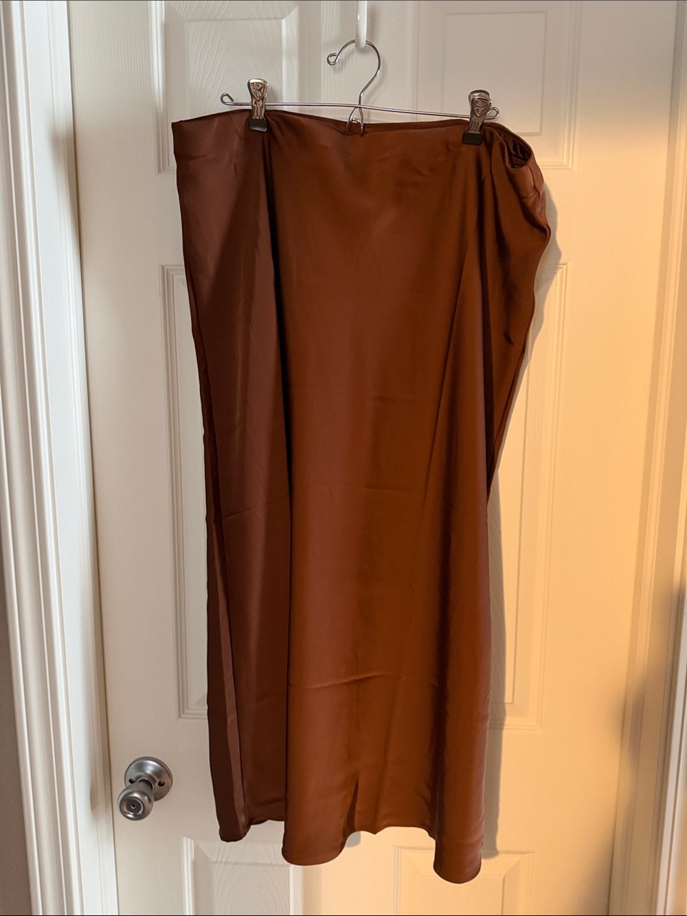 NWT! Brown Satin Skirt — XL